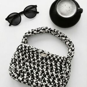 Chic Noir Crochet Handbag